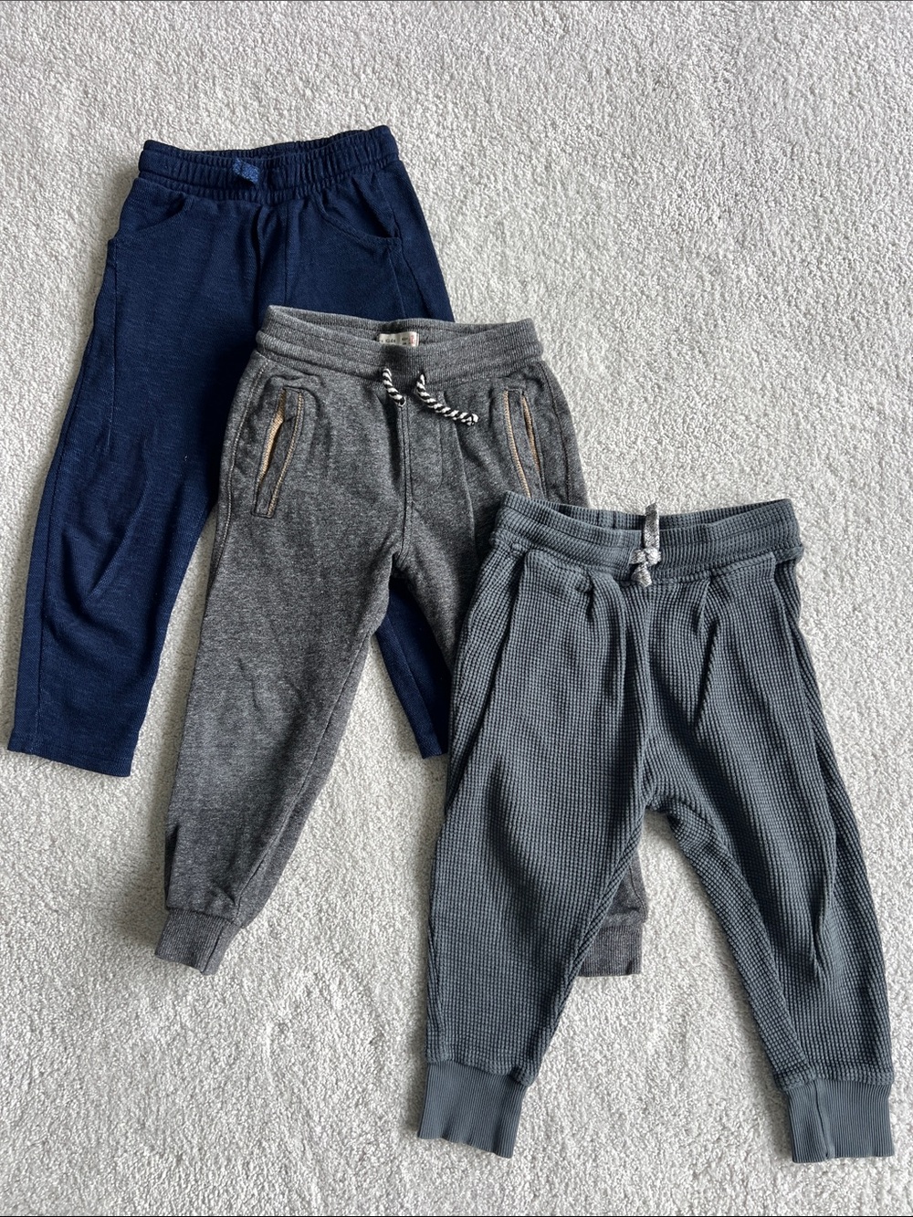 Zara Kids Jogger bundle Trio - Navy, Dark Gray, Charcoal - size 5 - good for 4